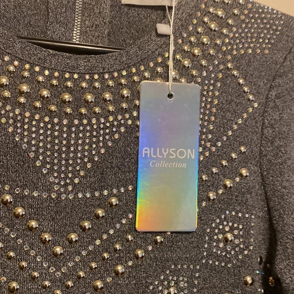 Allyson collection Grey sequins embellished long sleeve  body con dress - Picture 3 of 13